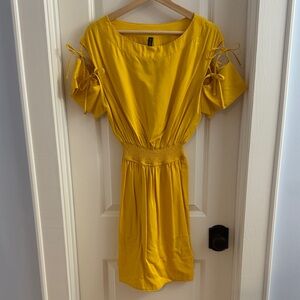 Anthropologie “Plenty by Tracy Reese” Brand Yellow Mini Tie Sleeve Dress